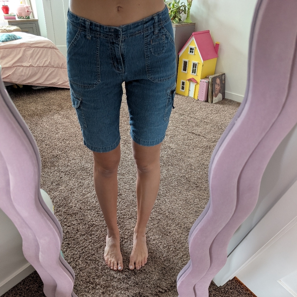 Y2K Blue Denim Women's Cargo Shorts Size 8